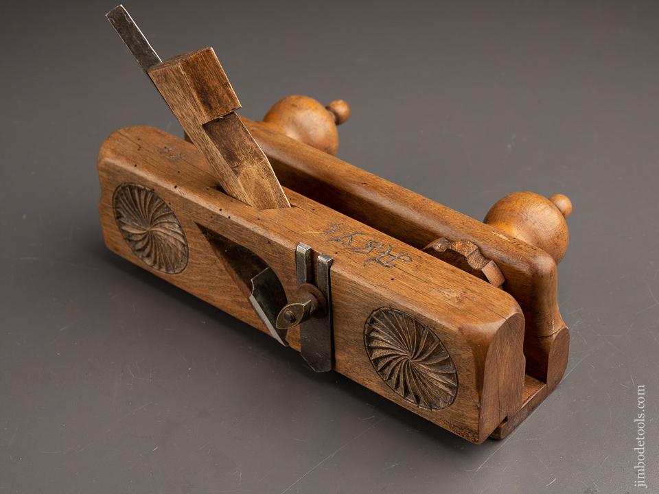 Fancy Carved and Dated 1894 European Sliding Dovetail Plane - 90153