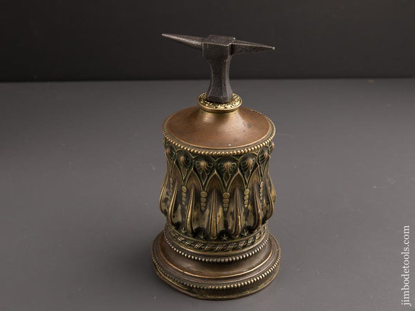 Amazing! Jeweler's Bench Anvil on Ornate Repousse Brass Stand - 90188U