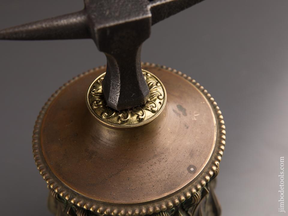 Amazing! Jeweler's Bench Anvil on Ornate Repousse Brass Stand - 90188U