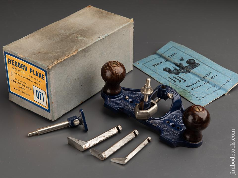 Extra Fine RECORD No. 071 Router Plane NEAR MINT in Original Box - 90211