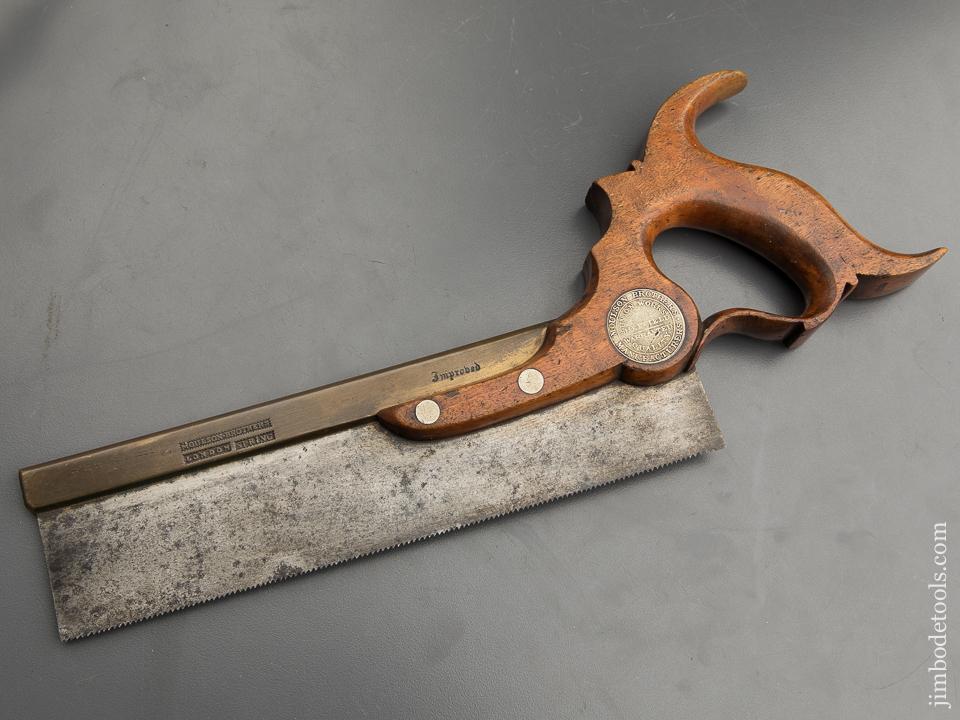 Amazing! 15 point 8 inch MOULSON BROS LONDON SPRING Brass Back Triple Cove Dovetail Saw - 90256U