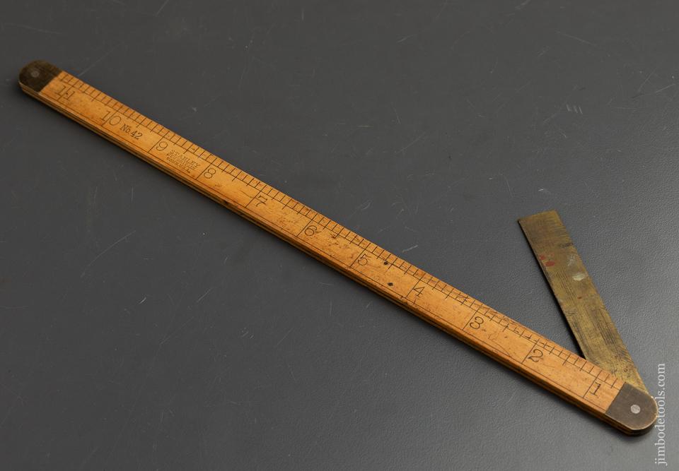 Extra Fine Twelve inch STANLEY No. 42 Boxwood & Brass Ship Carpenter's Bevel - 90446