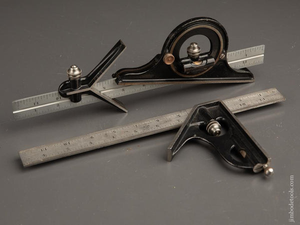 Near Mint! STARRETT Twelve inch Combination Square with Three Heads and Two Scales! - 90473