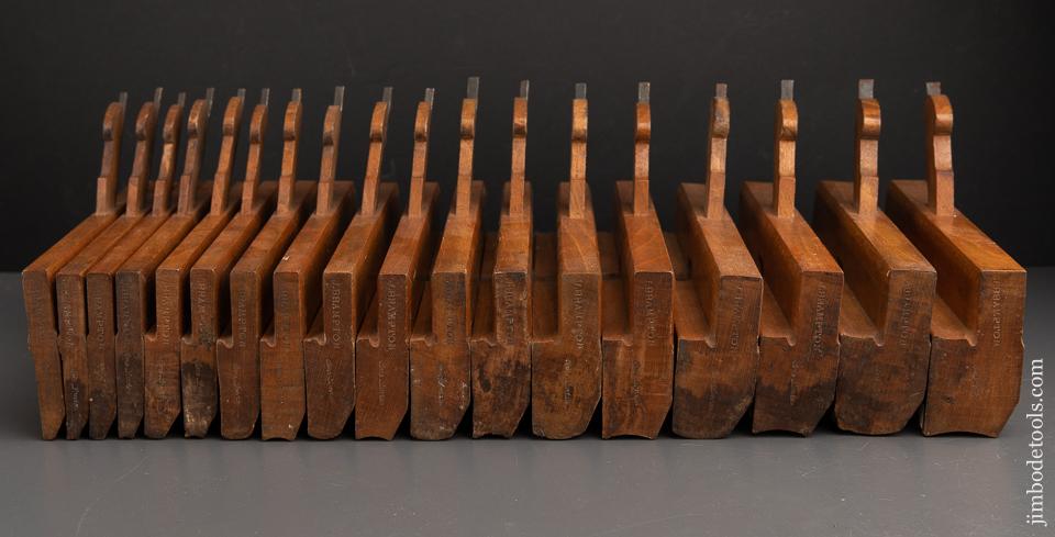 Fantastic MATCHED Set of SIMS Hollows & Rounds SKEWED Moulding Planes Numbered 2-18 EVENS circa 1814-34 EXTRA FINE! - 90483