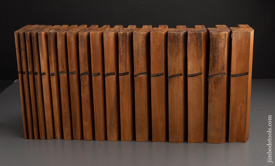 Fantastic MATCHED Set of SIMS Hollows & Rounds SKEWED Moulding Planes Numbered 2-18 EVENS circa 1814-34 EXTRA FINE! - 90483