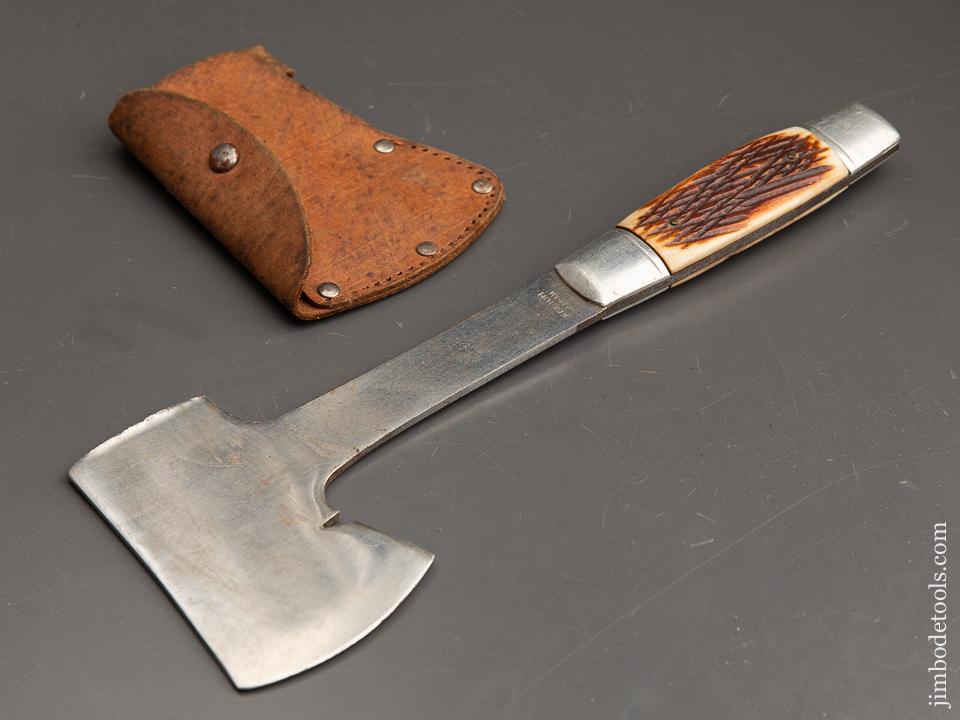 10 1/2 x 3 7/8 inch KORIUM Japanese Hatchet with Leather Sheath - 90661