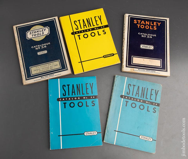 Five Books:  Original STANLEY Catalogues for 1937, 1939, 1950, 1955, and 1958 - 90720