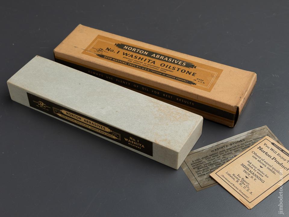 2 x 8 inch NORTON ABRASIVES No. 1 Washita Oilstone MINT in Original Box - 90770