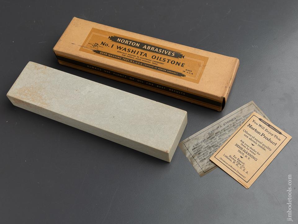 2 x 8 inch NORTON ABRASIVES No. 1 Washita Oilstone MINT in Original Box - 90770