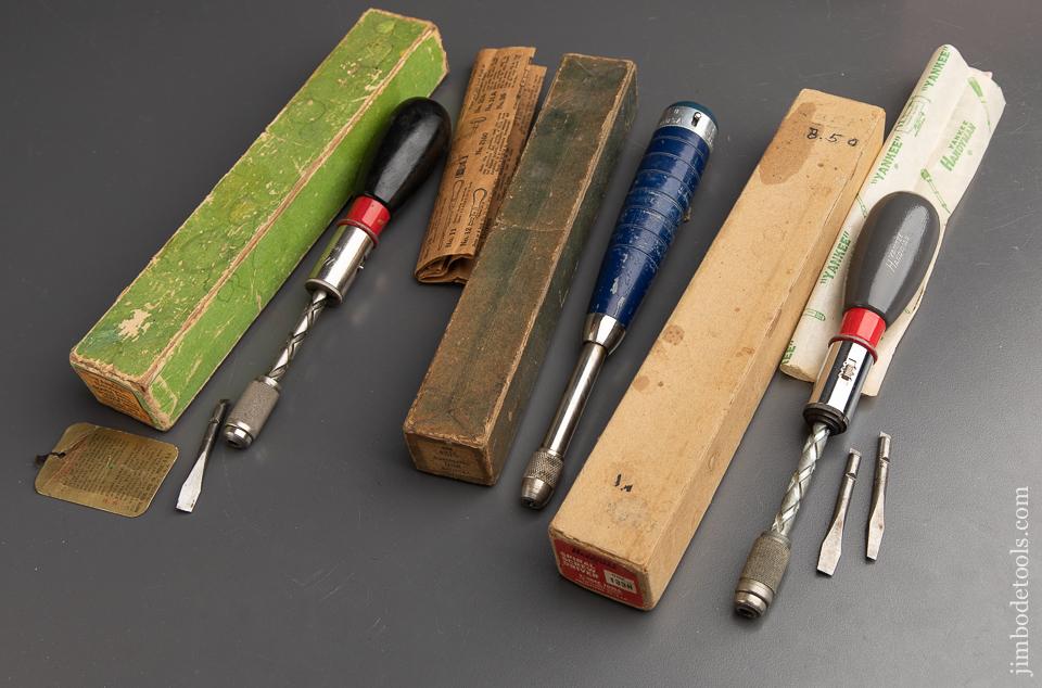 Three Tools in Original Boxes:  Two YANKEE HANDYMAN No. 133H Spiral Ratchet Screw Drivers and One CRAFTSMAN No. 4216 Automatic Drill - 90780