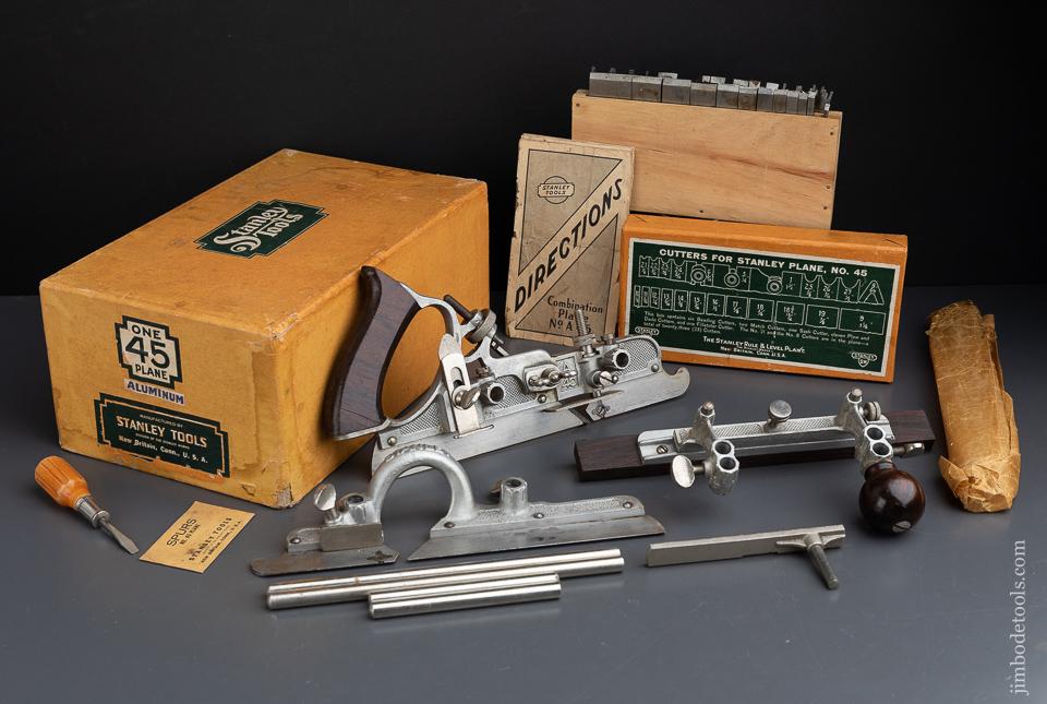 Rare! STANLEY No. A45 Aluminum Combination Plow Plane 100% COMPLETE in Original Box - 90813