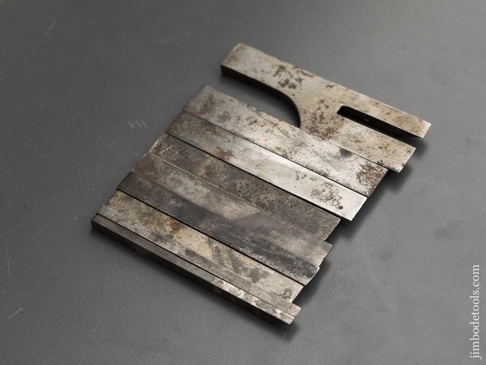 Original Set of Nine Irons for STANLEY MILLER's Patent No. 41, 42, 43, and 44 Plow Planes - 90898