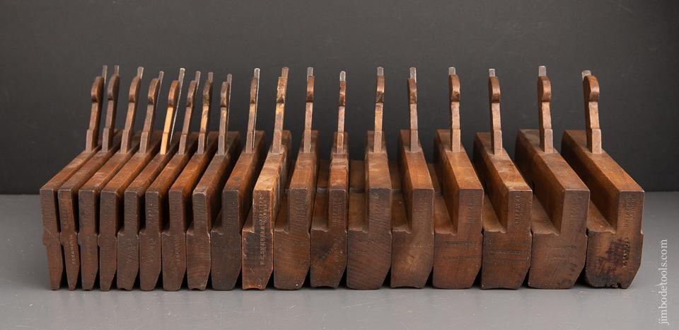 Matched Set! Of Eighteen GRIFFITHS NORWICH circa 1803-1958 Hollows & Rounds Moulding Planes 2-18 EVENS - 91087