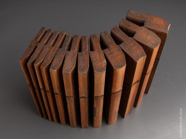 Matched Set of Twelve Hollows & Rounds Moulding Planes by HIGGS London circa 1785-1828 - 91089