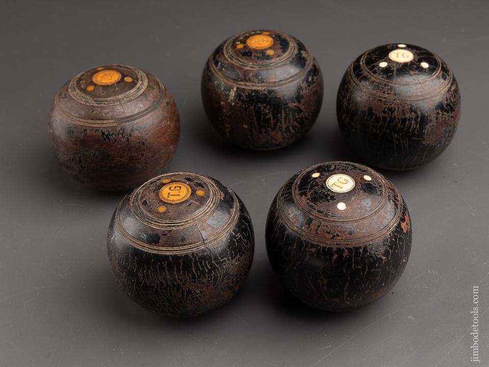 Five Lovely Lignum Vitae Lawn Bowls - 91093