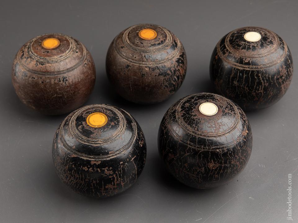 Five Lovely Lignum Vitae Lawn Bowls - 91093