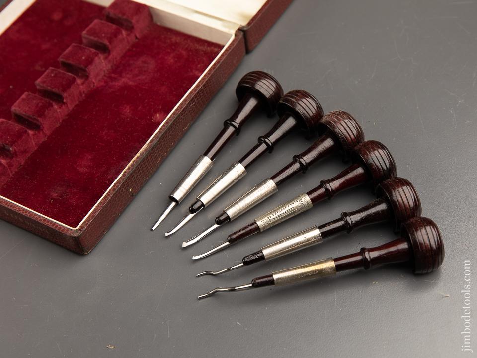 Stunning Set of Six EZRA BOWMAN Gravers DEAD MINT in Original Box - 91142