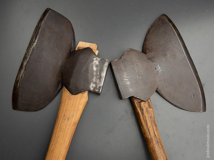 Great Matched Pair of Right and Left Handed Offset Single Bevel Broad Axes by I. BLOOD - 91157