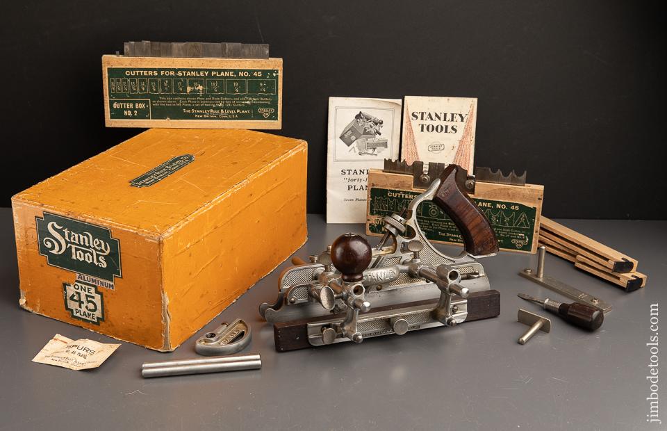 Rare! STANLEY No. A45 Aluminum Combination Plane 100% COMPLETE in Original Box SWEETHEART - 91204