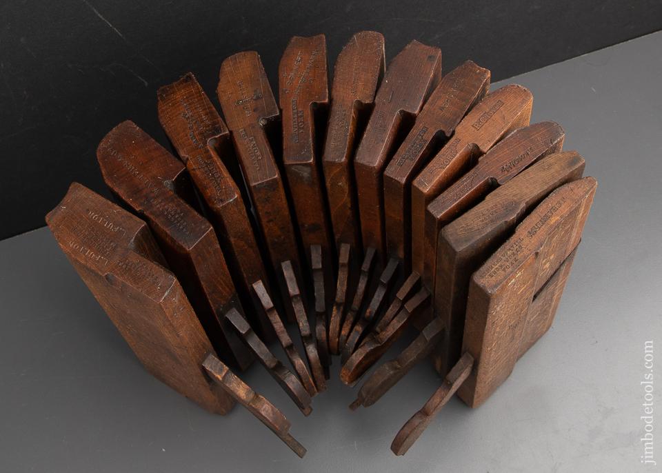 Set of Twelve User Hollows & Rounds Moulding Planes by VARVILL YORK - 91256