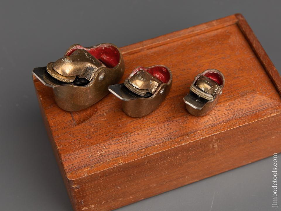 Three Beautiful G.E. SCARR Brass Violinmaker's Planes in Great Wooden Box - 91278U