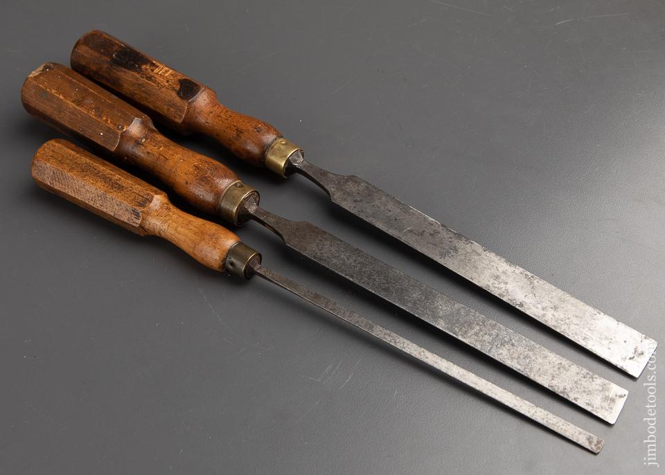 Set of Three SORBY Long Thin English Paring Chisels - 91281