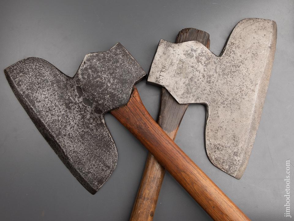 Left and Right Hand Pair of BEATTY CHESTER PA Single Bevel Offset Broad Axes - 91365