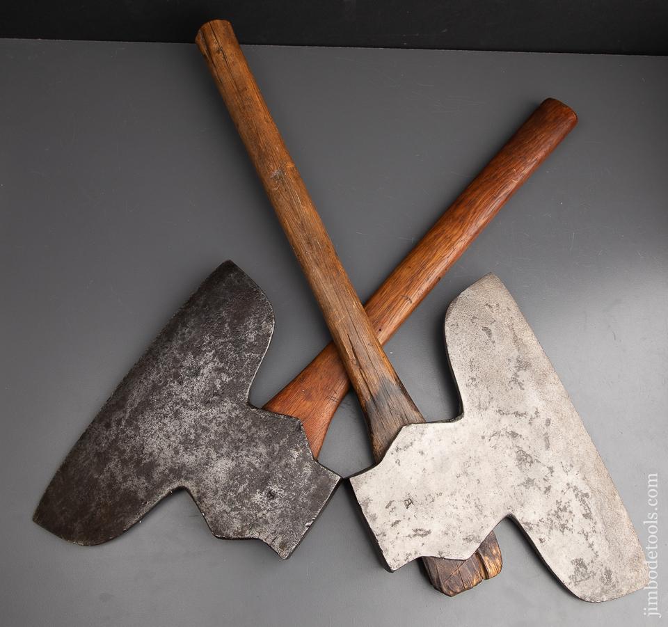 Left and Right Hand Pair of BEATTY CHESTER PA Single Bevel Offset Broad Axes - 91365