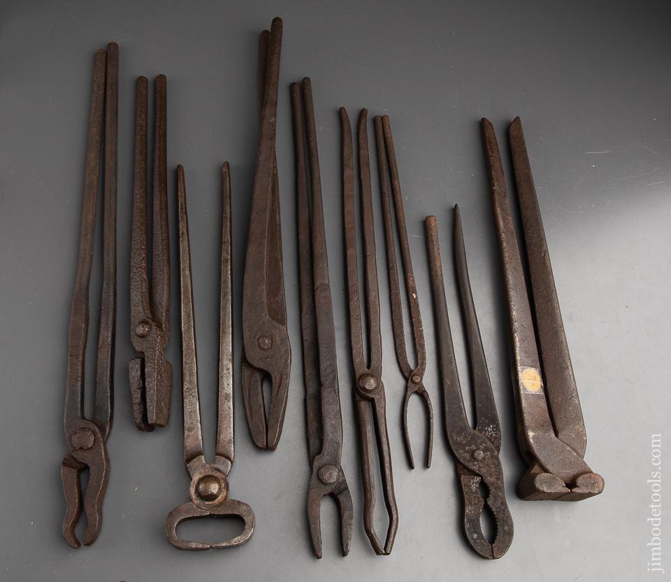 Great Collection of Nine Blacksmith's Tongs - 91395