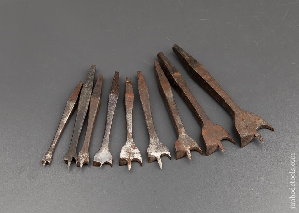 Working Set of Nine 19th Century Center Bits for Bit Brace - 91481