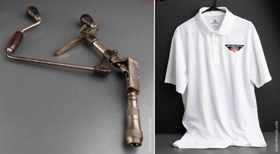 Fine MILLERS FALLS 1890 Patent Corner Brace and New MILLERS FALLS Golf Shirt XL - 91562