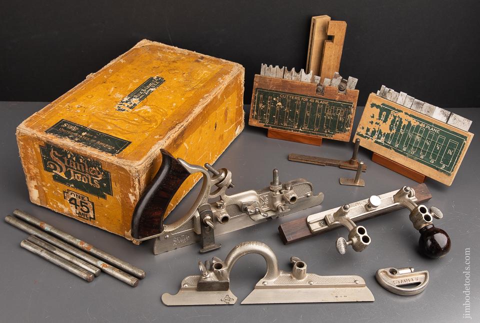 EXTRA Extra Fine! STANLEY No. 45 Type 12 circa 1915-18 Combination Plane 100% COMPLETE in Original Box - 91570
