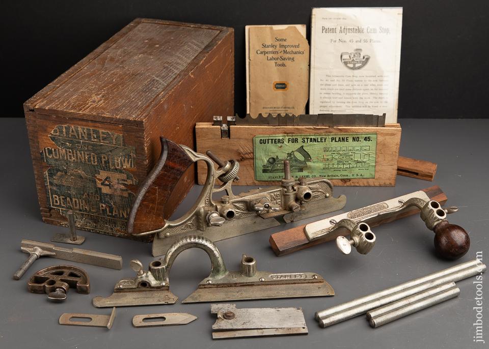STANLEY No. 45 Combination Plane 100% COMPLETE Type 8 circa 1907-08 in Original Box FINE - 91571