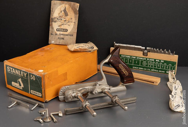 Mint STANLEY No. 50 Light Combination Plane 100% COMPLETE in Original Box - 91617