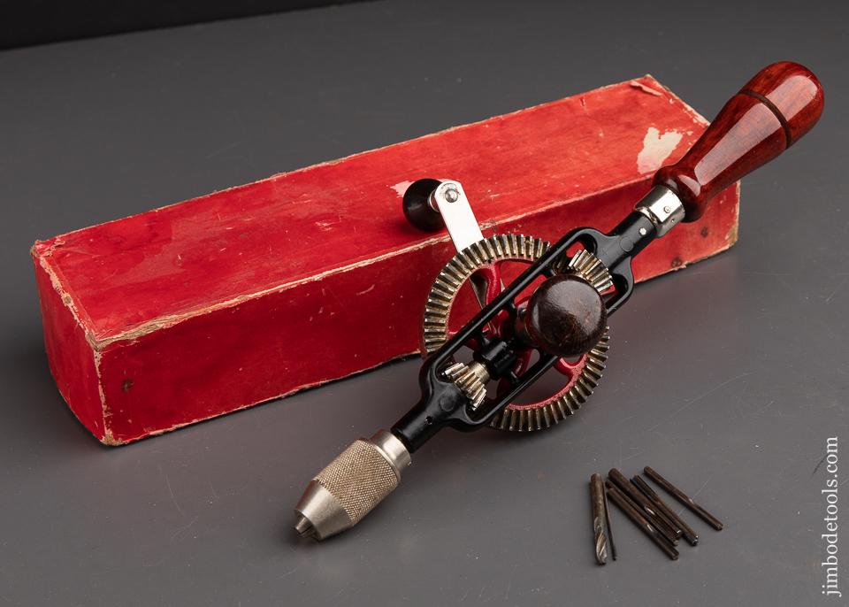 MILLERS FALLS No. 5 Egg Beater Hand Drill with Eight Bits & Decal AND New MILLERS FALLS Golf Shirt XL - 91773