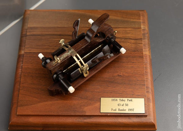 Miniature M.B. TIDEY July 4, 1854 Patent Double Beveling Plane by PAUL HAMLER 1997 in Display Case  - 91766 