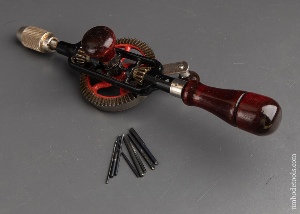 MILLERS FALLS No. 5 Egg Beater Hand Drill With Nine Bits AND New MILLERS FALLS Golf Shirt XL - 91774