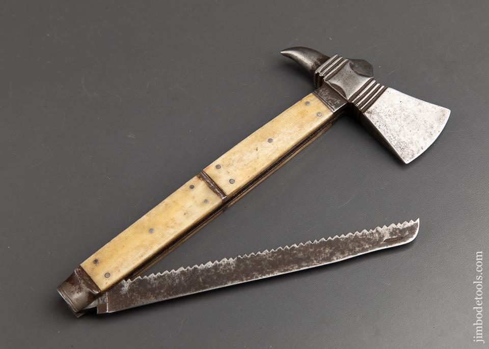 Stunning Bone Handled Forester's, Woodsman's, Sportsman's Combination Axe & Saw - 91838U