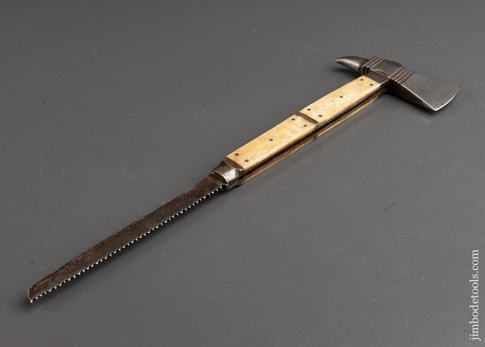 Stunning Bone Handled Forester's, Woodsman's, Sportsman's Combination Axe & Saw - 91838U