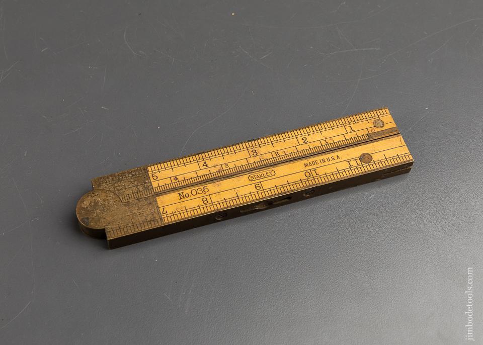 Extra Fine! STANLEY No. 036 Boxwood & Brass One Foot Two Fold Combination Rule - 91904