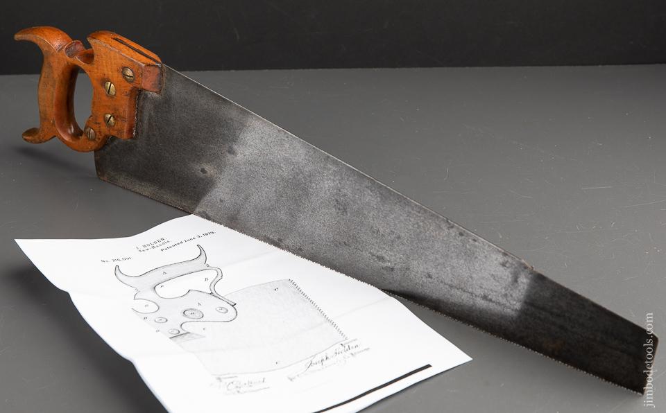WHEELER MADDEN & CLEMSON No. 999 HOLDEN Patent June 3, 1879 Handle with Thumb Grip Hand Saw - 91905