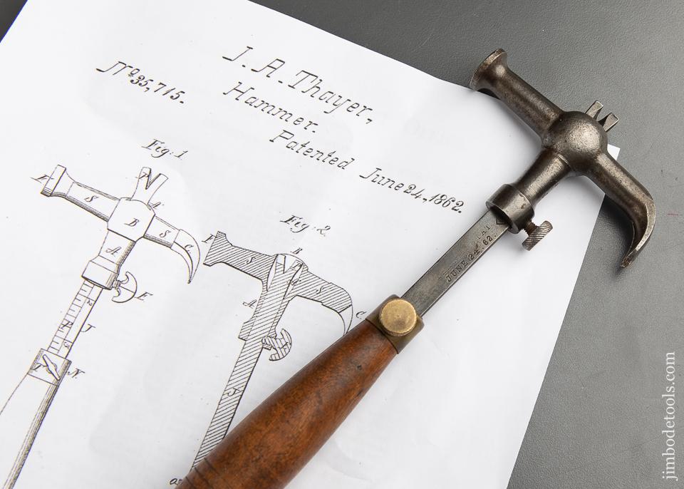 THAYER Patent June 24, 1862 Hammer - 91922