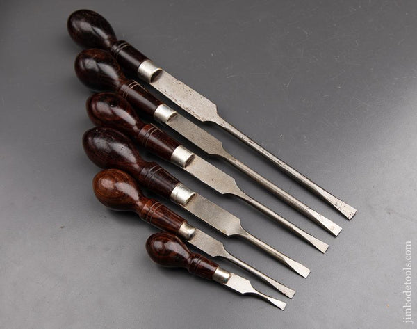 Stunning Set of Six Rosewood Cabinet Maker's Screwdrivers - 91957