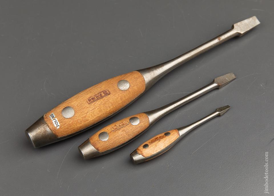 MINT Heavy Duty Set of Three Solid Shank Cabinet Maker's Screwdrivers - 91977