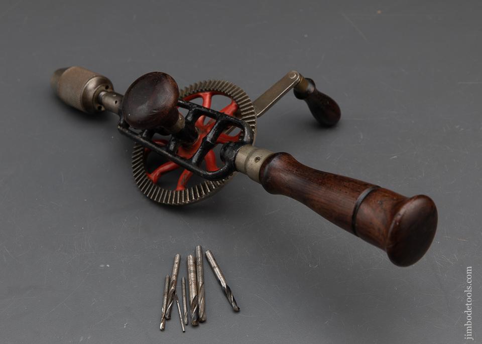MILLERS FALLS No. 2 Rosewood Handled Egg Beater Hand Drill with Five Bits - 92010