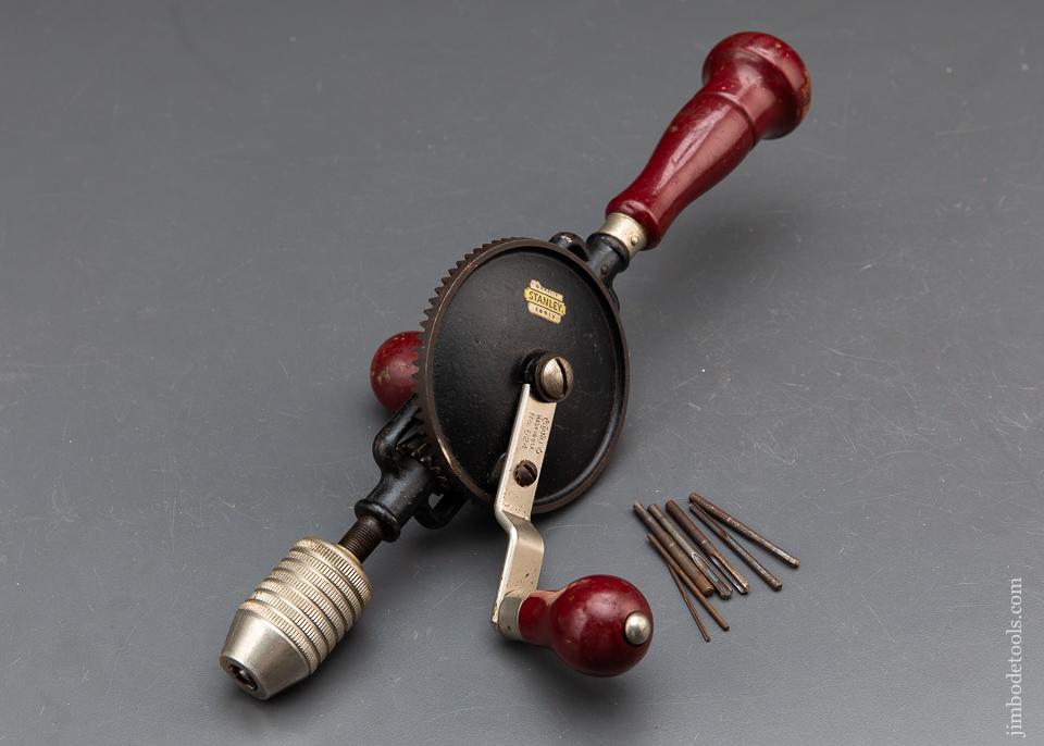 Extra Fine! STANLEY No. 624 Egg Beater Hand Drill With Seven Bits and Decal - 92011