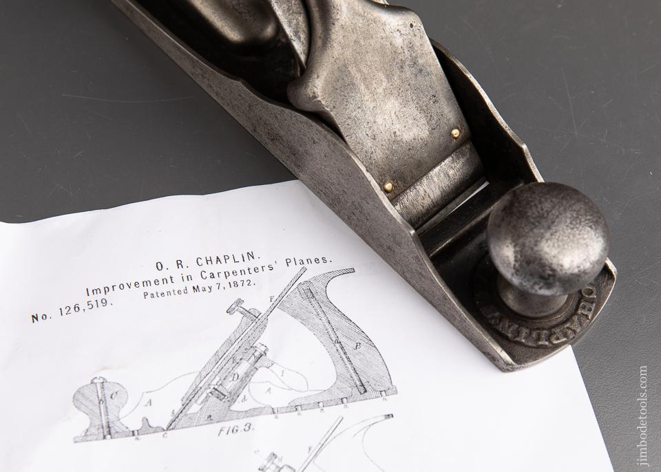 Rare! CHAPLIN's Patent May 7, 1872 No. 4 (No. 3 Size) Smooth Plane with Iron Handles - 92014