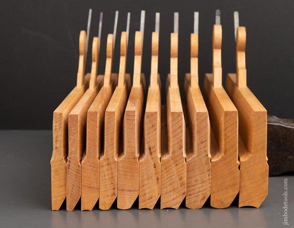 AmaZING Set of Ten Hollows & Rounds Molding Planes by ASHLEY VAUGHAN Dead Mint! - 92032
