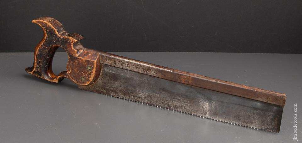 18th Century 12 point 14 inch Crosscut BARBER & GENN Early Back Saw FINE - 92047