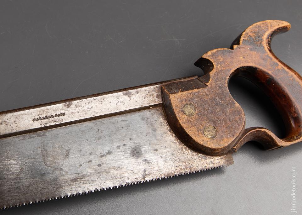 18th Century 12 point 14 inch Crosscut BARBER & GENN Early Back Saw FINE - 92047